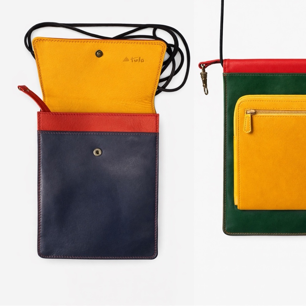 Tula leather Colorblock purse/ pouch/ crossbody